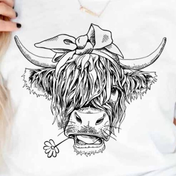 Cute Cow Shirt or Tank Top, Cow Shirt For Mom, Highland Cow Shirt, - Picture 3 of 3